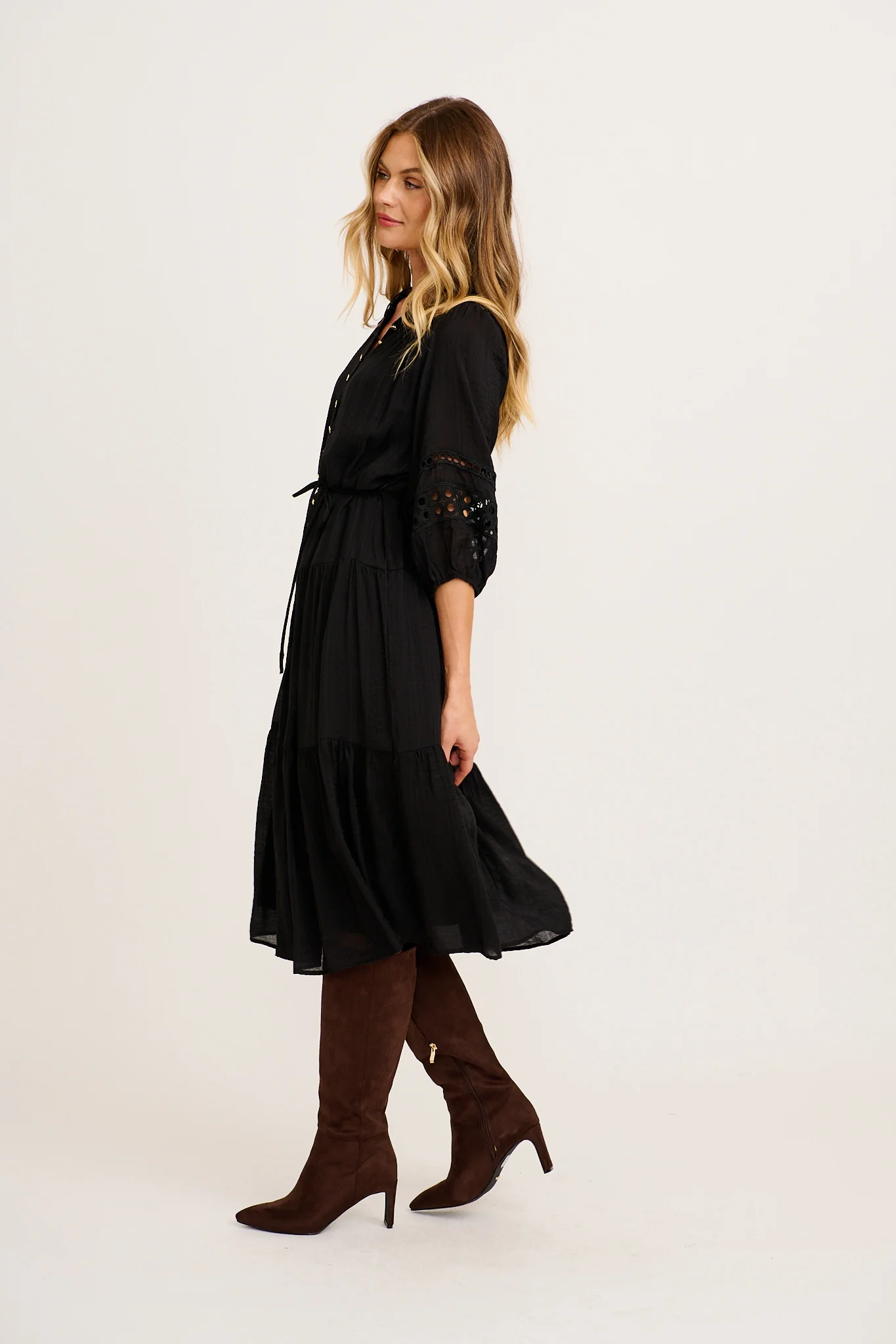 Hyacinth Midi Dress in Black - Image 3
