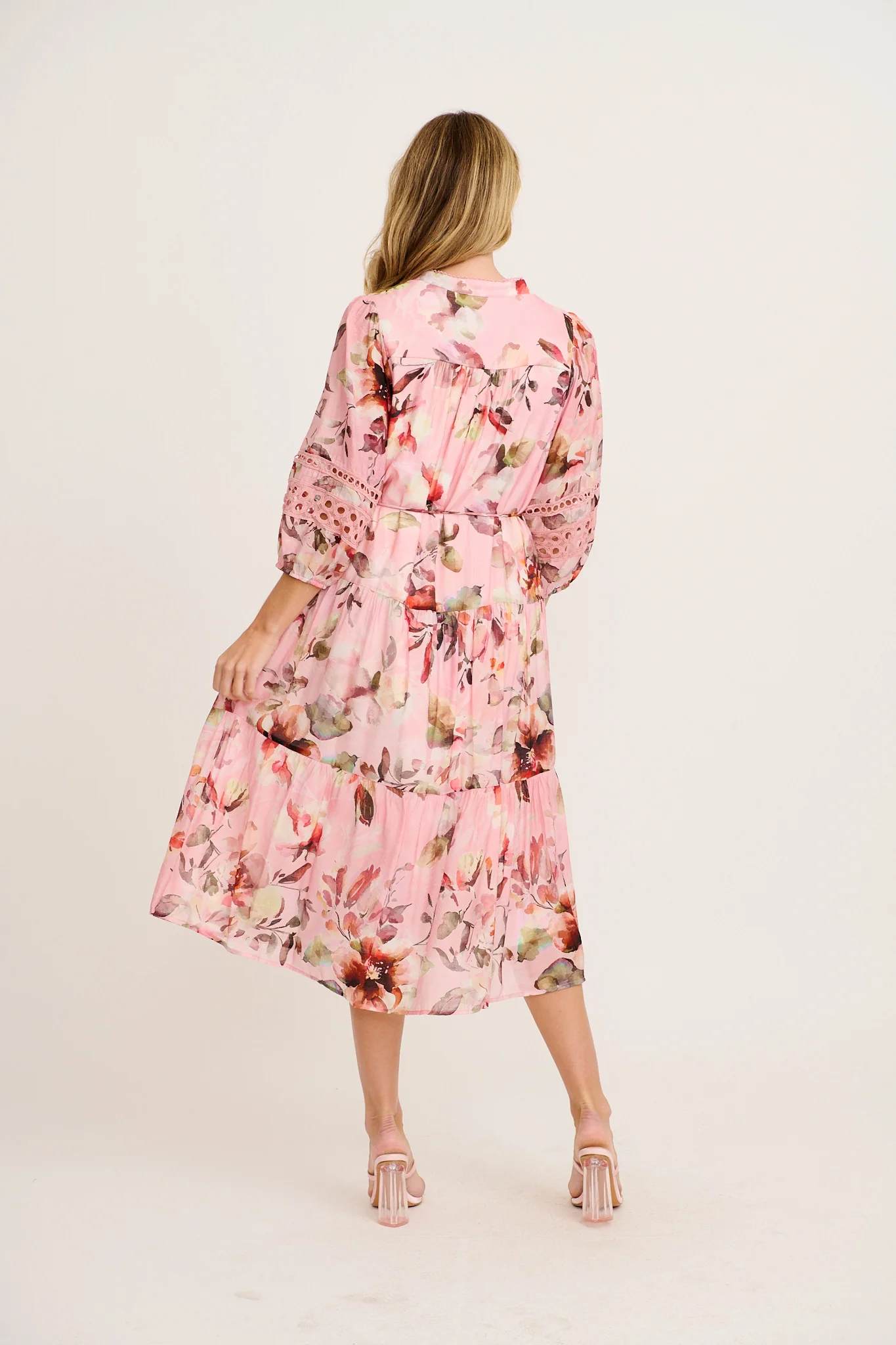 Milen Midi Dress in Pink with Multi Floral - Image 4