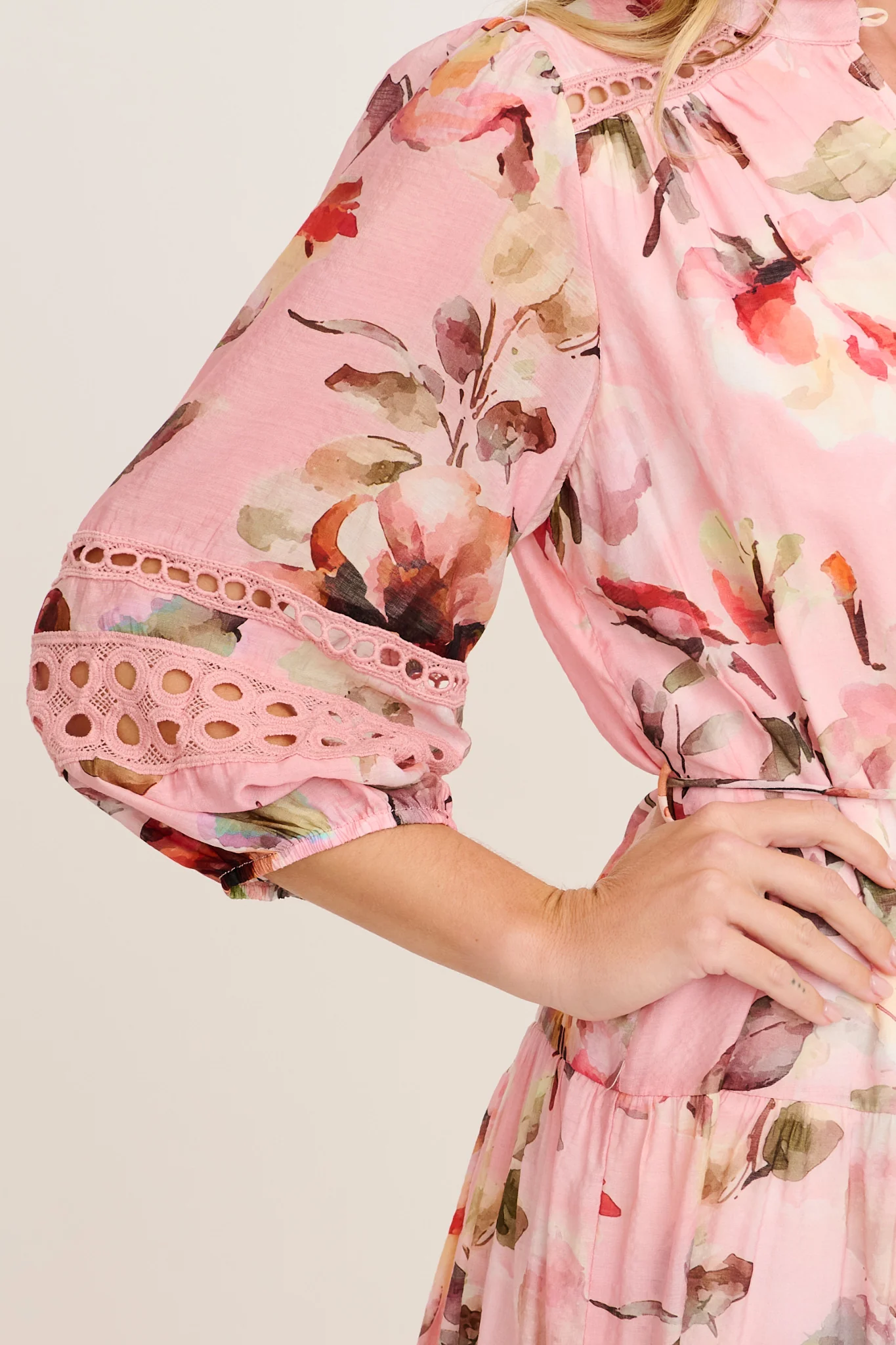 Milen Midi Dress in Pink with Multi Floral - Image 5