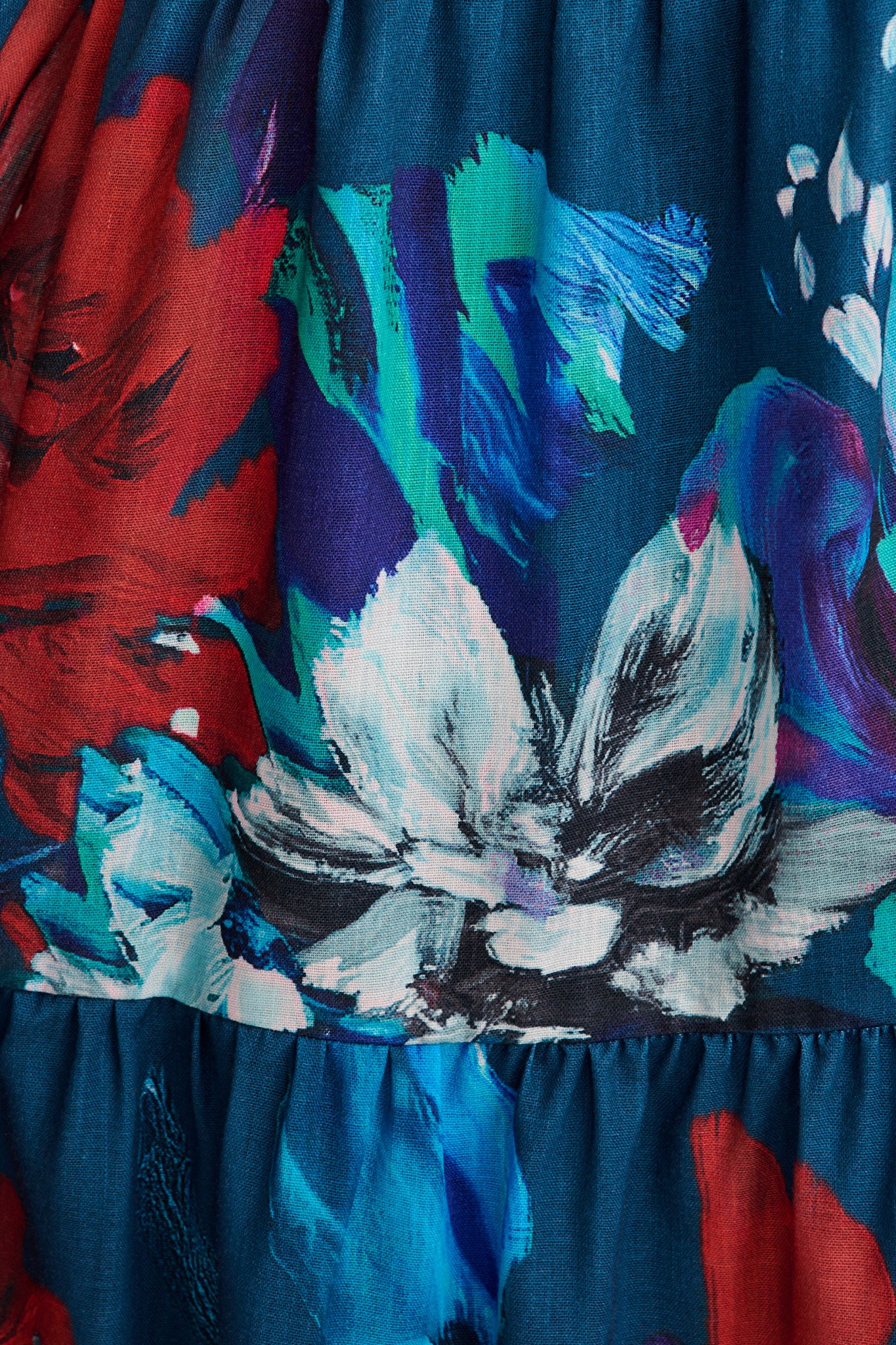 Nicola Midi Dress in Navy with Multi Red Floral - Image 6