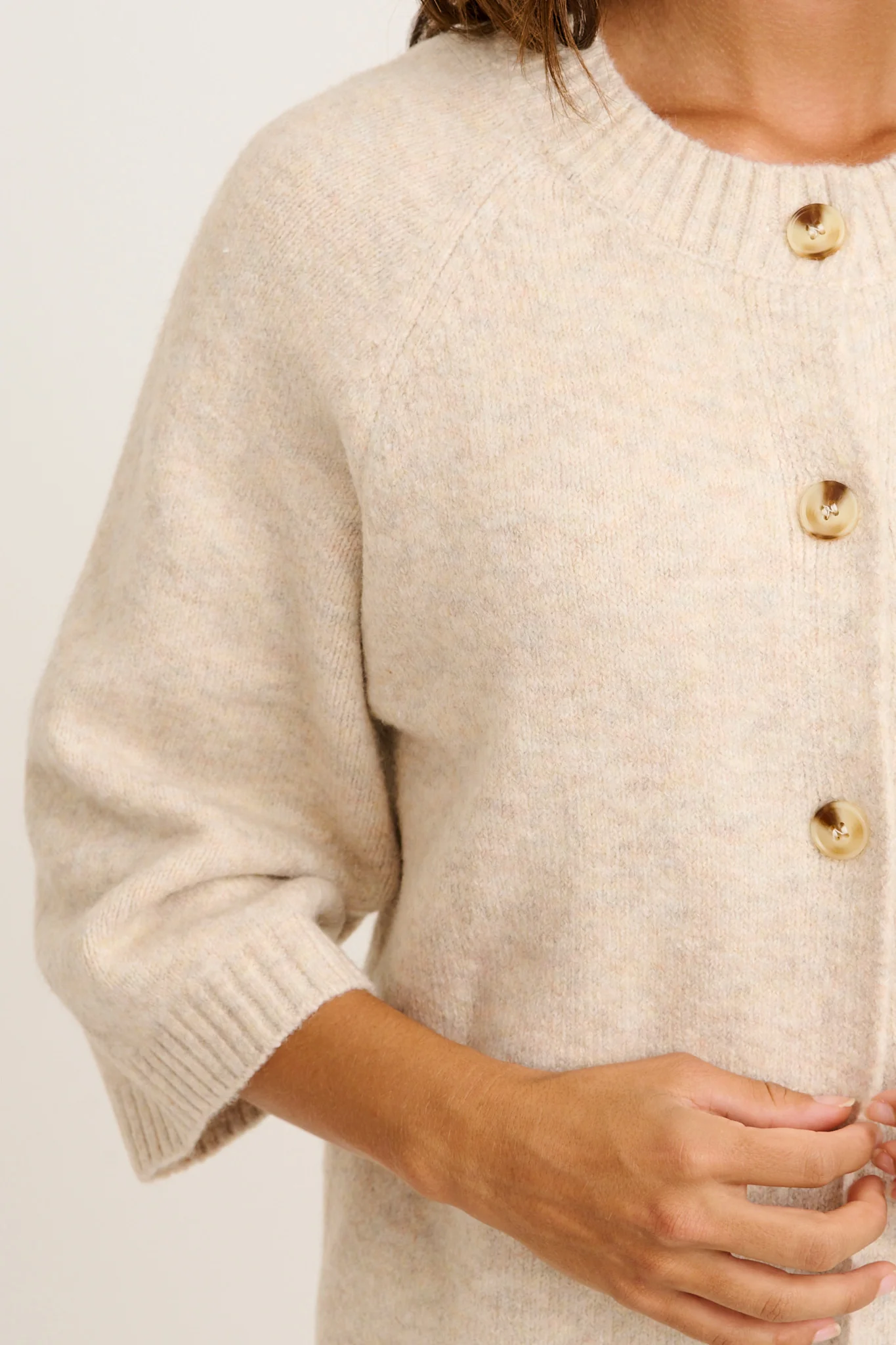 Timeless Comfort Knit Cardigan in Cream Wool Blend - Image 5